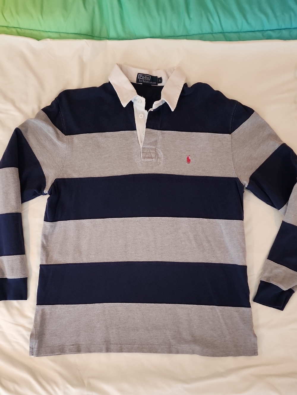 Vintage Ralph Lauren Navy Polo Shirt Long Sleeve - Size Adult Large